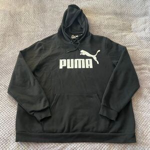 PUMA Classic Logo Pullover Hoodie Black Cotton Sweatshirt Men's XXL